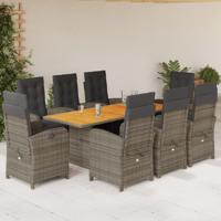 9-delige Tuinset met kussens poly rattan grijs