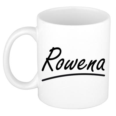 Rowena Naam koffiemok - beker - met sierlijke letters - wit - 300 ml - Cadeau - Dames Rowena Naam koffiemok - beker - met sierlijke letters - wit - 300 ml - Cadeau - Dames