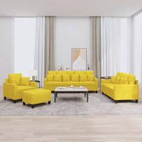 4-delige Loungeset met kussens stof lichtgeel