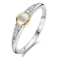 TI SENTO-Milano 12305MW Ring zilver-synth.kristal-zirconia goudkleurig-parelmoer-wit