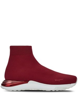 Ferragamo baskets chaussettes à logo imprimé - Rouge