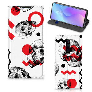 Mobiel BookCase Xiaomi Mi 9T Pro Skull Red