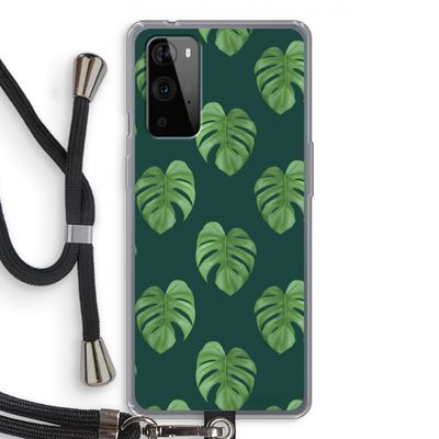 Monstera leaves: OnePlus 9 Pro Transparant Hoesje met koord