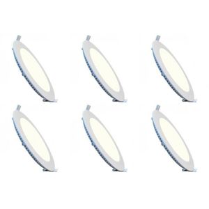 LED Downlight Slim 6 Pack - Inbouw Rond 12W - Natuurlijk Wit 4200K - Mat Wit Aluminium - Ø170mm