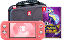 Nintendo Switch Lite Koraal + Pokémon Violet + Bigben Beschermtas