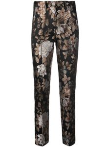 Roberto Cavalli pantalon skinny à fleurs brodées - Marron