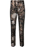 Roberto Cavalli pantalon skinny à fleurs brodées - Marron