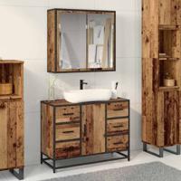 Badkamermeubelset 2 pcs Oud hout 80 x 33 x 60 cm Bewerkt hout