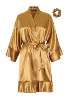 Satijnen kimono dames ruffle – goud - thumbnail