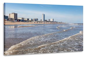 Karo-art Schilderij -Strand van Zandvoort, Noordzee, 100x70cm. premium print, wanddecoratie