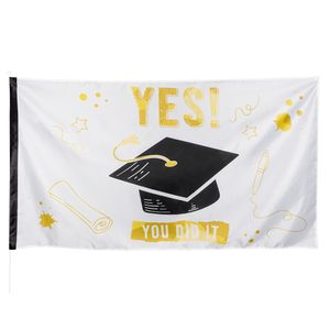 Geslaagd/afgestudeerd vlag - polyester - 90 x 150 cm - diploma examenfeest versiering