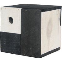 Vogelhuisje/nestkastje kubus zwart/wit 18 x 18 x 18 cm