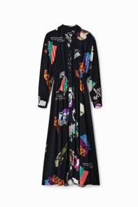 Midi-blousejurk - BLACK - XS