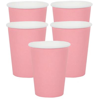 Santex feest/verjaardag bekertjes - 30x stuks - karton - roze - 270 ml