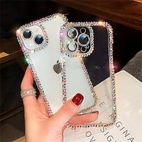 telefoon hoesje Voor iPhone 15 Pro Max Plus iPhone 14 13 12 11 Pro Max Plus Kristalhelder Niet-vergelend Schokbestendig Strass Silicagel Siliconen Lightinthebox - thumbnail