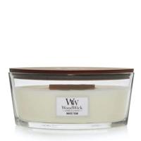 WoodWick Geurkaars Ellipse White Teak - 9 cm / 19 cm - Geurkaars in Glas - Houten Lont