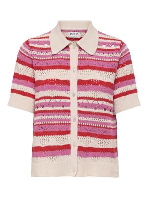 Only Onllula Polo S/s Cardigan Knt Noos 15355455 Vest 4842217 High Risk Red Pink - Cd