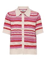 Only Onllula Polo S/s Cardigan Knt Noos 15355455 Vest 4842217 High Risk Red Pink - Cd