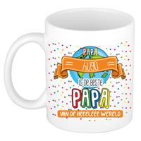 Naam mok papa Hugo - wit - de beste - keramiek - 300 ml - Vaderdag/verjaardag