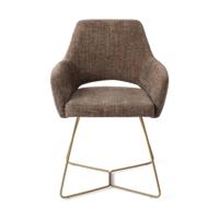 Jesper Home Yanai eetkamerstoel Checked Chestnut beehive gold