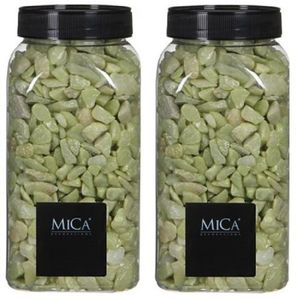 2x Decoratie/hobby steentjes lime groen 650 ml