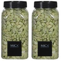 2x Decoratie/hobby steentjes lime groen 650 ml