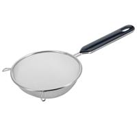 Westmark Keuken vergiet met handvat - zwart/zilver - rvs - 26 x D10 cm