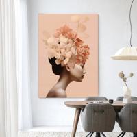 Urban Cotton Wandkleed 'Leave Crown' 110 x 145cm in Frame - black