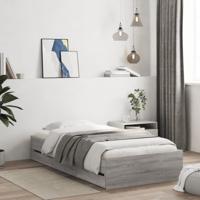 Bedframe met lades bewerkt hout grijs sonoma eiken 90x200 cm