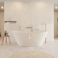 Ligbad Vrijstaand Ideavit Solidseal 163x85x64 cm Solid Surface Mat Wit