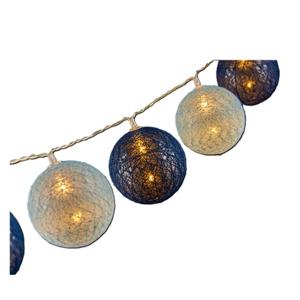 LED Lichtslinger/lichtsnoer - 10 led bolletjes - D6 cm - blauw/donkerblauw mix - 200 cm