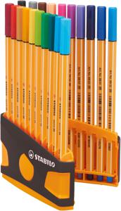 STABILO point 88, fineliner 0.4 mm, ColorParade antraciet/oranje 20 kleuren
