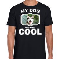 Siberische huskys honden t-shirt my dog is serious cool zwart voor heren