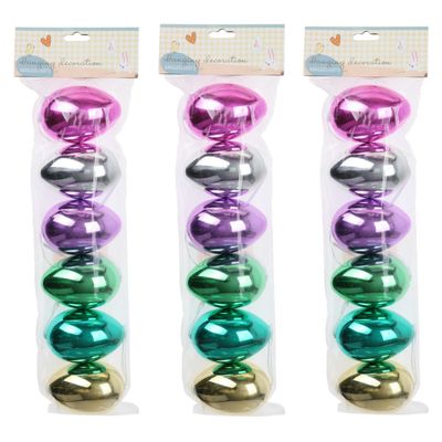 Decoratie eieren/paaseieren met hanger - 18x - metallic - 8 cm