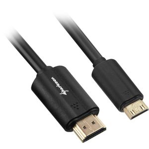 Sharkoon 2m, HDMI/Mini HDMI HDMI kabel HDMI Type A (Standaard) HDMI Type C (Mini) Zwart