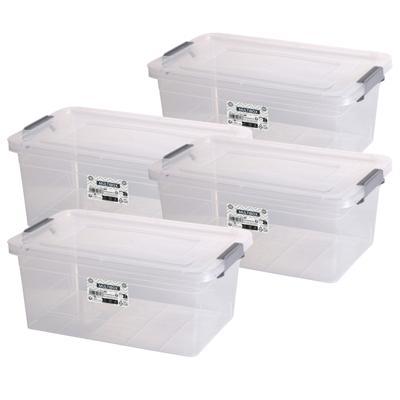 Urban Living Opberg box - 4x - 30 liter - 31 x 47 x 31cm - met deksel en clips - waterdicht