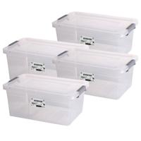 Urban Living Opberg box - 4x - 30 liter - 31 x 47 x 31cm - met deksel en clips - waterdicht