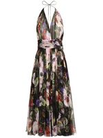 Dolce & Gabbana floral-print silk midi dress - Noir - thumbnail