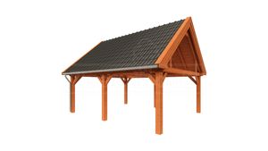 Overkapping Zadeldak XXL 655x595 cm- Zadeldak- Onbehandeld lariks Douglas hout- Trendhout