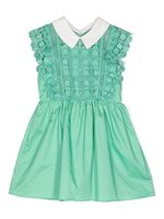 Self-Portrait Kids robe courte en dentelle - Vert