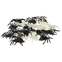 Speelgoed insecten figuren - Spinnen - set 20x stuks - kunststof - 4 x 6 cm - zwart/wit - nep/namaak Speelgoed insecten figuren - Spinnen - set 20x stuks - kunststof - 4 x 6 cm - zwart/wit - nep/namaak