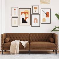 Driezitsbank Chesterfield-stijl met bolsters kunstsude bruin