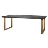 Richmond Eettafel Blackbone Eikenhout en Staal, Brass, 220 x 100cm - Zwart - thumbnail