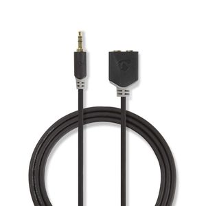 Stereo audiokabel | 3,5 mm male - 2x 3,5 mm female | 0,2 m | Antraciet [CABW22100AT02]