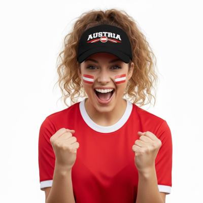 Oostenrijk supporters set - baseballcap zwart - met vlag schminkstift - volwassenen - landen
