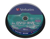 Verbatim 43552 DVD-RW disc 4.7 GB 10 stuk(s) Spindel Herschrijfbaar - thumbnail