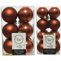 Kerstversiering kunststof kerstballen terra bruin 4-6 cm pakket van 40x stuks - Kerstbal