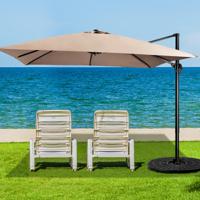 3m Cantilever Patio Parasol met 3 Kantel Instellingen 360° Rotatie Slinger Handvat 8 Stevige Baleinen Koffiebruin - thumbnail