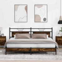Bedframe zonder matras metaal gerookt eikenkleurig 193x203 cm