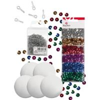 Zelf 5x pailletten kerstballen maken set - dia 10 cm - kerst versiering
